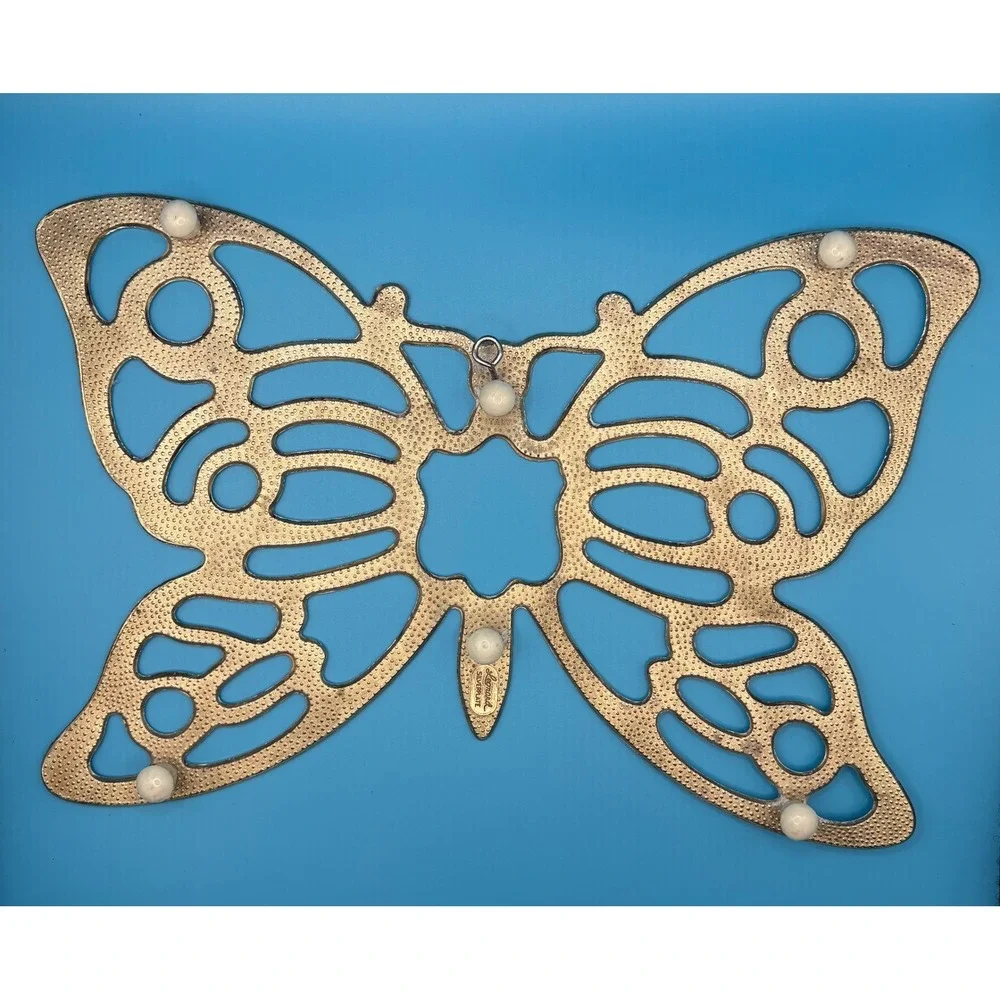 Leonard Set of 2 Butterfly Trivets Silverplate Vintage Wall Decor Silver 7x10